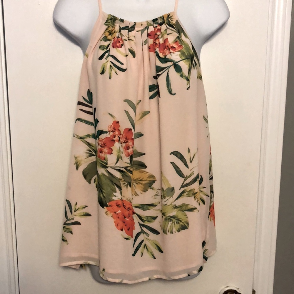 Ladies size Medium tie tropical blouse